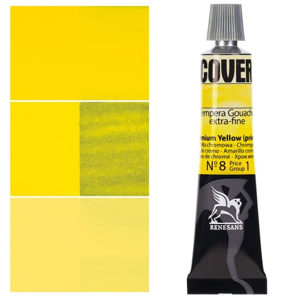 DÆKNING maling aluminiumsrør TEMPERA GOUACHE Renesans 8 GUL KROM 20ml