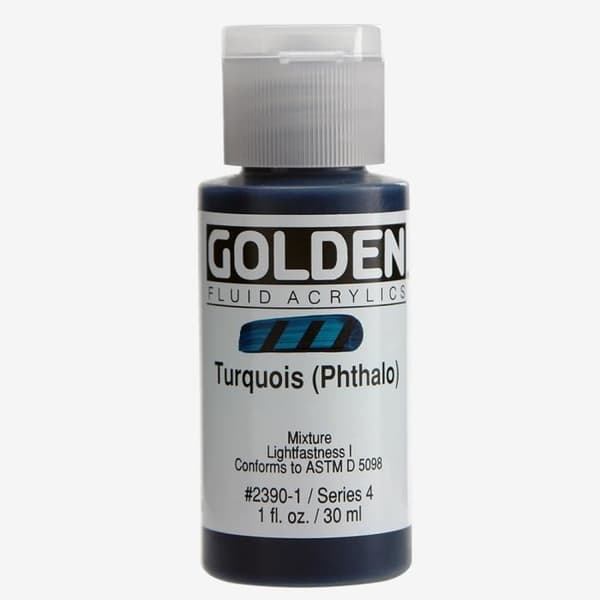 Gyllene: Flytande akrylfärg: 30 ml (1 oz): Turkos (phtalo)