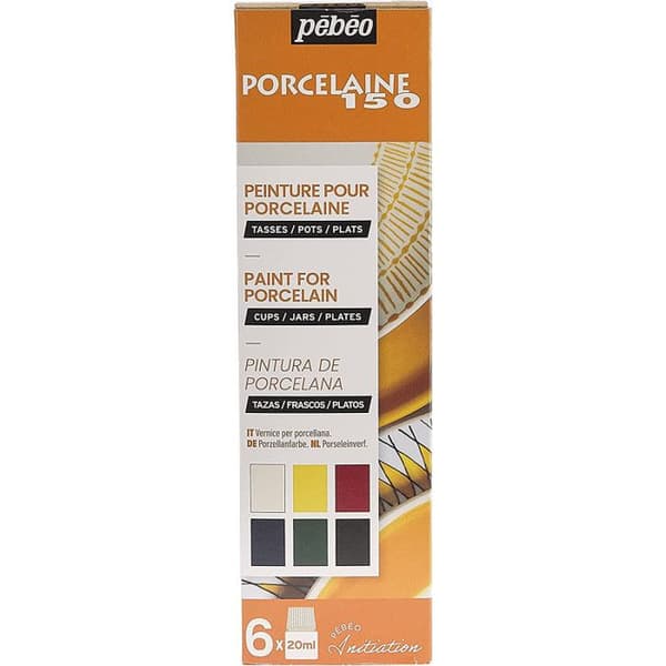 Inledningsset - PEBEO - Målning på porslin - 6 burkar à 20 ml - Lätt dekoration - Ekonomikit