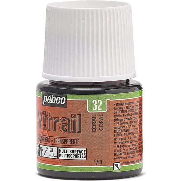 Målat glasfärg - Pebeo - Lax - 45ml - Transparent - Blank