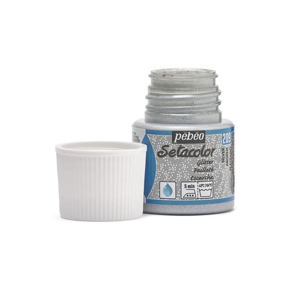 Textilfärg - Pébéo - Setacolor - Glittrig - Silver - 45ml