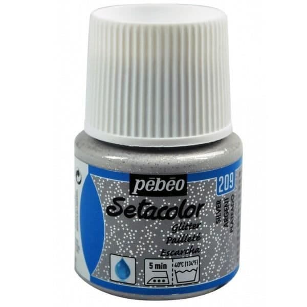 Textilfärg - Pébéo - Setacolor - Glittrig - Silver - 45ml