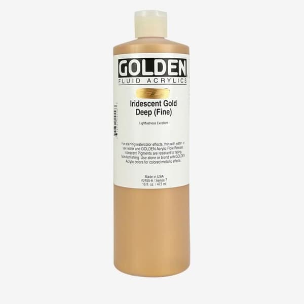 Golden : Flytande akrylfärg : 473ml (16oz) : Guld djup fin iriserande
