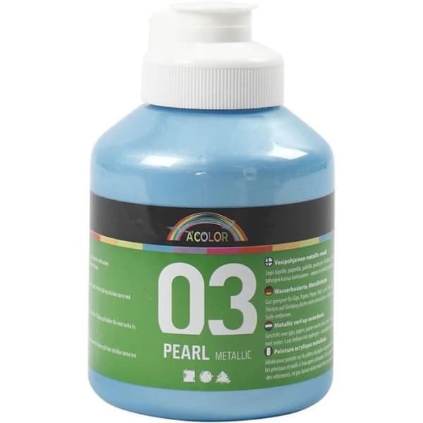 Akvarellfärg - A-Färg - 500 ml - Metallisk pärl - Ljusblå - Blandet