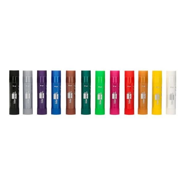 Gouache liderpapel solid stav av 10gr utan lösningsmedel snabb torkning assorterade färger förpackning med 12 enheter