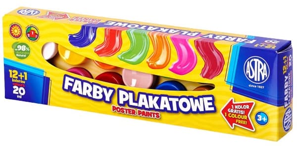 ASTRA plakat maler 12 farver 20 ml + 1 GRATIS