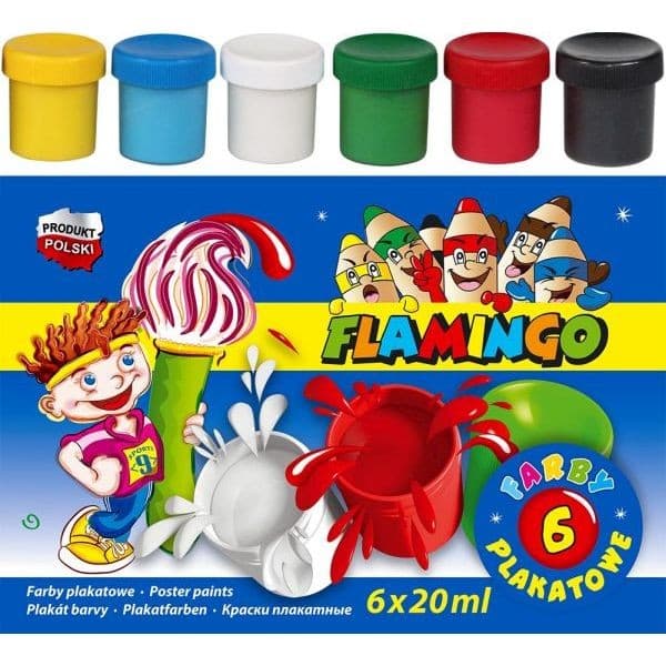 Plakat maler 6 farver 20 ml Flamingo