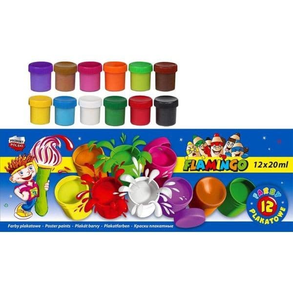 Plakat maler 12 farver 20 ml Flamingo