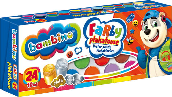 Julistemaalaukset 24 värillä kultaa ja hopeaa 10 ml Bambino