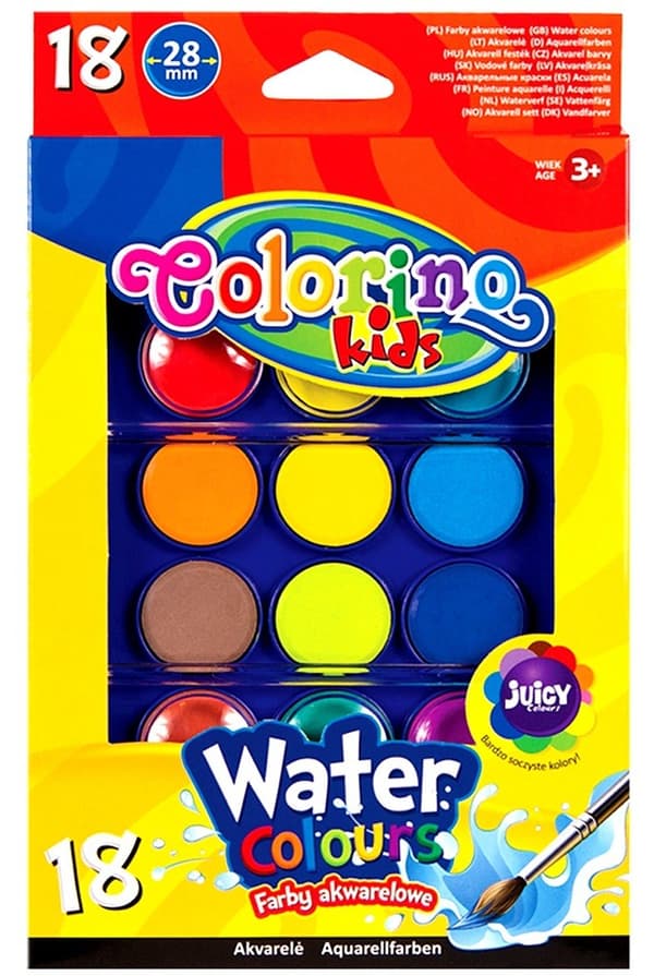 Akvarel maler store tabletter 18 farver Colorino