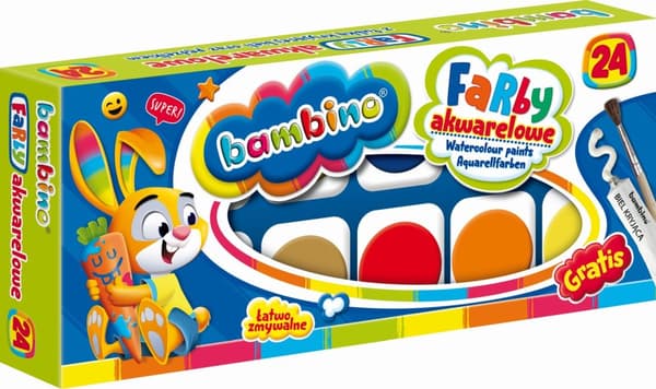 Akvarell målar 24 färger Bambino