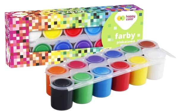 PIXI Happy Color 12-färgs temperaposterfärger 25 ml