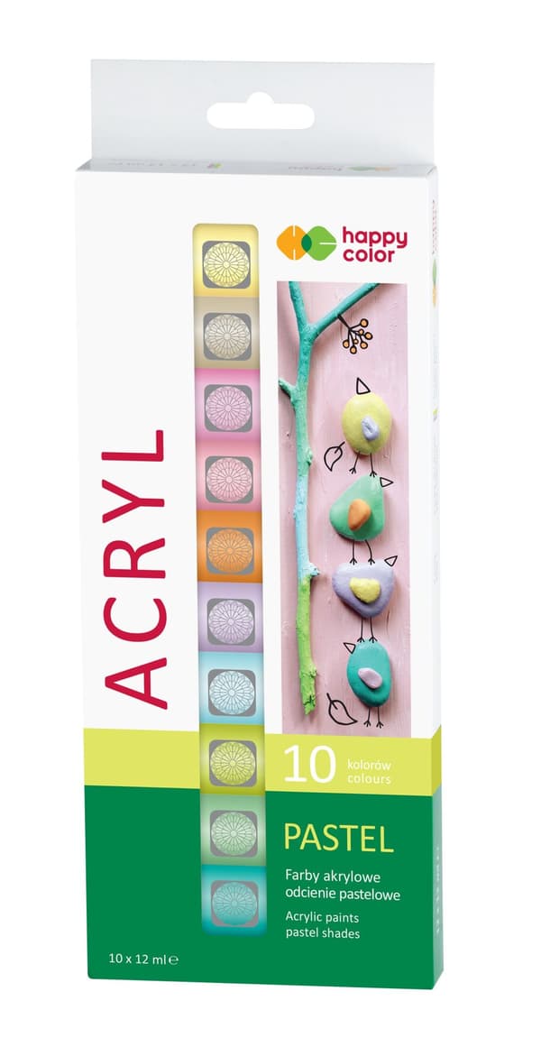 Akrylmaling PASTEL 10 farver x 12 ml Happy Color