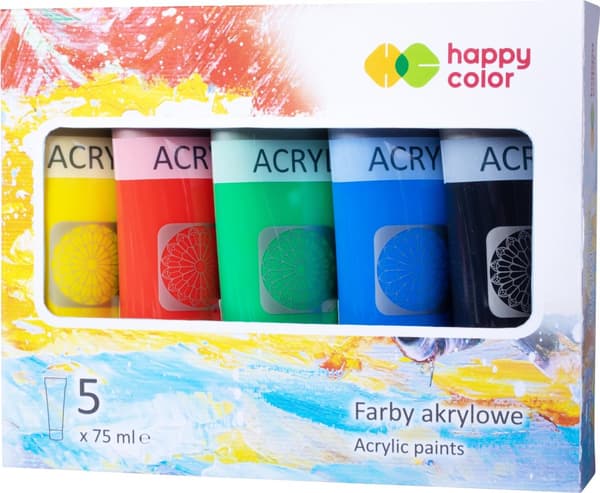 Akrylmalingssæt 5 stk x 75 ml MIX A Happy Color