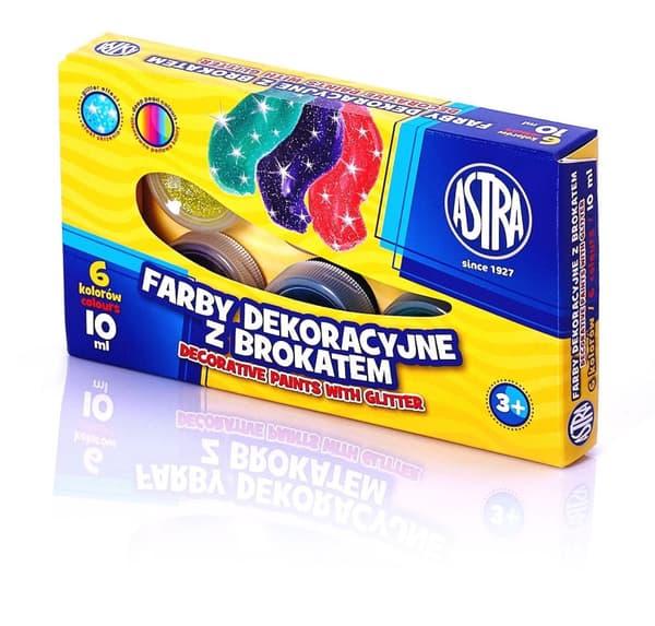 Glitter dekorative malinger 6 farver 10 ml Astra