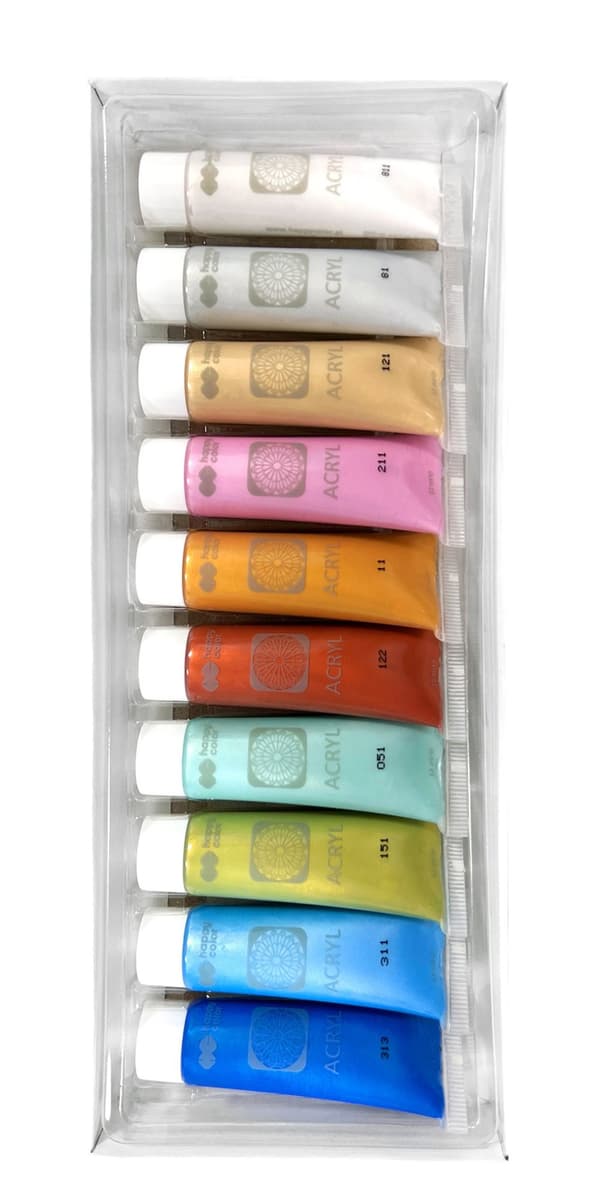Akrylmaling Metallic 10 farver x 12 ml Happy Color
