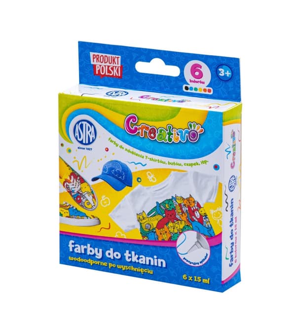 Stoffarvesæt 6 x 15ml Astra Creativo