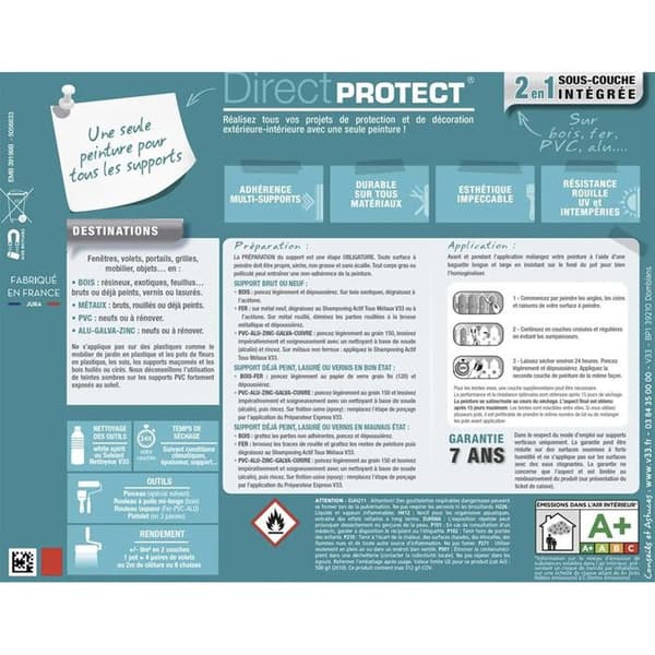 Sprayfärg Glycéro Multi-material V33 Direct Protect Baskröd 0,4 L