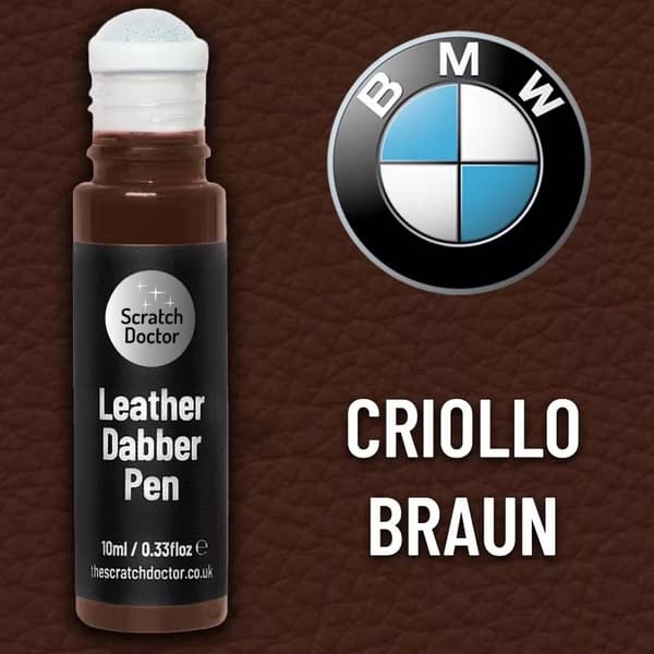 Leather Paint Touch Up Pen for BMW CRIOLLO BRAUN scratches, scuffs & small marks