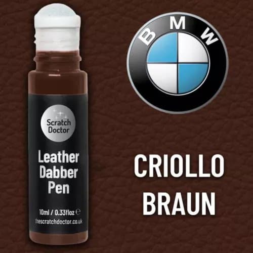 Leather Paint Touch Up Pen for BMW CRIOLLO BRAUN scratches, scuffs & small marks