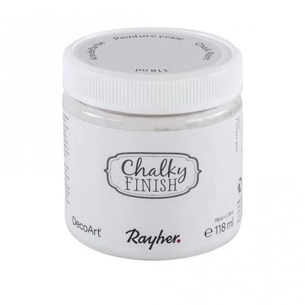 Färg - Rayher - Chalky Finish - Vit - 118 ml - Vintage sammetslen effekt