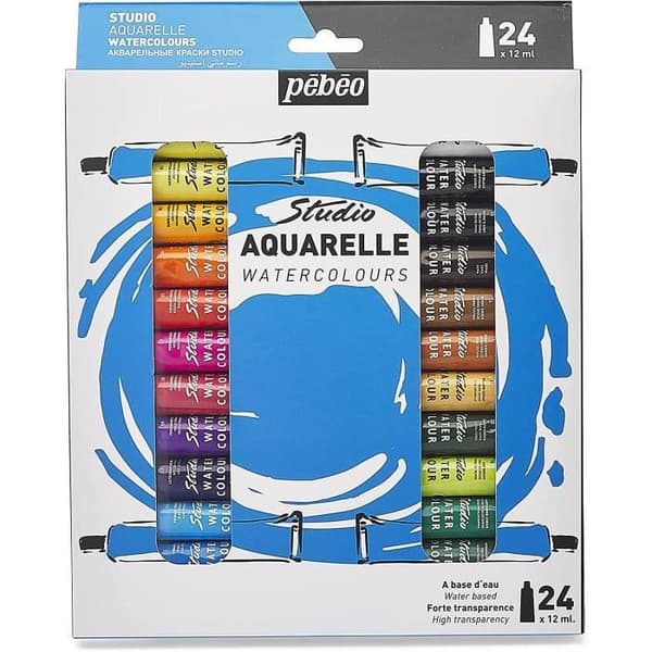 Akvarellfärg - PEBEO - 24 tuber 12ML - Olika färger - Blandat - Vuxen