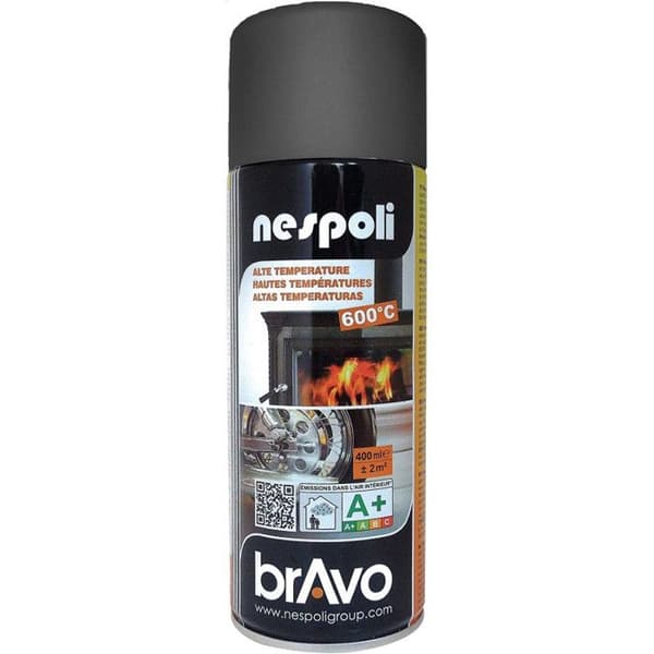 Aerosolfärg - NESPOLI - 650° - Svart - 0,4 L - Snabbtorkande