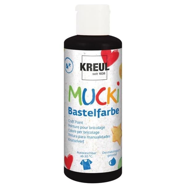 Barnfärg - KREUL - MUCKI - 80 ml - Svart - Tvättbar i 30°C - Snabbtorkande