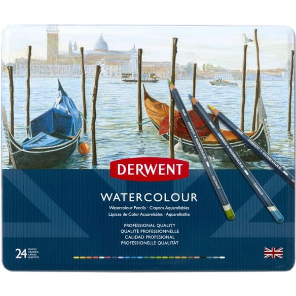 Akvarellkritor - Derwent - Metallask 24 Kritor - Stift 3,4 mm - Blandad - Från 10 år
