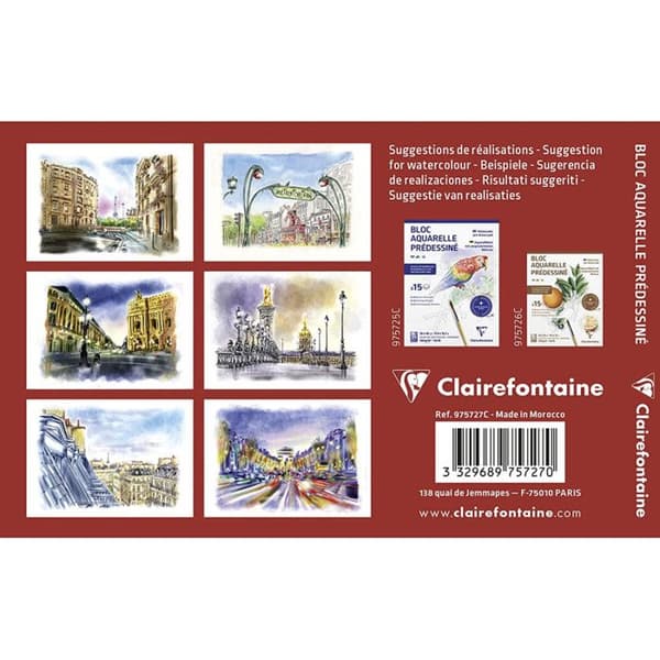 Block - Akvarellmålning - Paris - City of Paris - 10x15cm - Clairefontaine