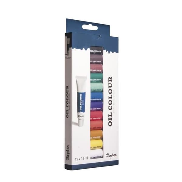 Rayher Hobby Rayher set dartiste målarfärg i olja kit med 12 färger 2,6 cm x 1,05 cm x 0,21
