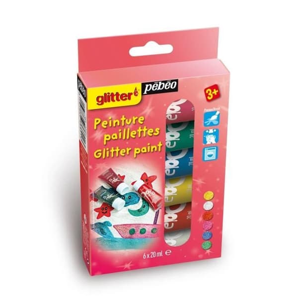 PEBEO Glitterfärg 6x20 ml