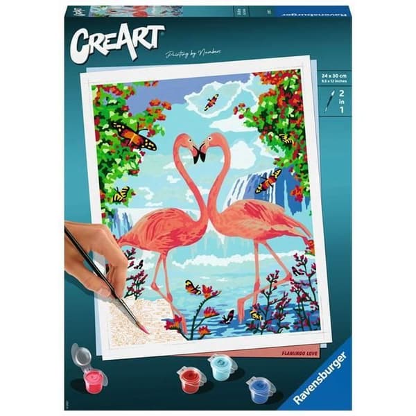 Måla efter nummer - RAVENSBURGER - Pink Flamingo in Love - Flerfärgad - 2 års garanti - 12 år och uppåt