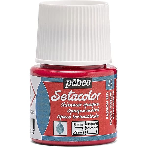 Tygfärg - Pébéo - Setacolor opak moiré - Passionsröd - 45 ml - Satineffekt