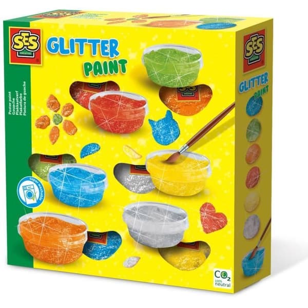 Glitter gouache - SES CREATIVE - Sex ljusa färger av glitter gouache