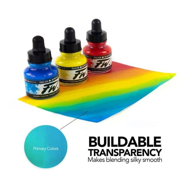 Daler rowney akrylfärg - D160100300 - FW - Akryl bläckprimersats - 3 x 29,5 ml + 1 markör
