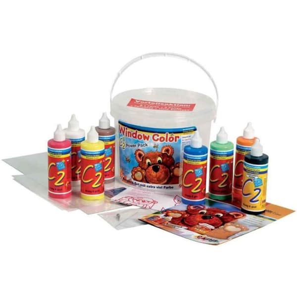 Kit Power Pack Fönsterfärg - KREUL - C2 - 125 ml - 8 färger - Instruktioner inkluderade