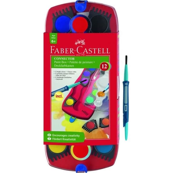 FABER-CASTELL kopplingspalett med 12 färger + borste - blandade färger