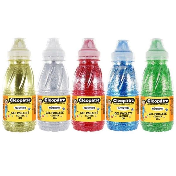 Gel Pailleté - CLEOPATRE - Set med 5 - 250ml - Guld, Silver, Grön, Röd, Blå - Glittrande effekt