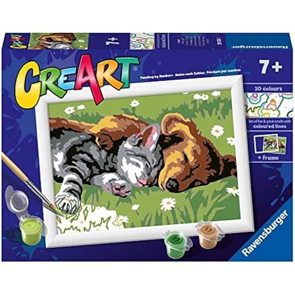Ravensburger CreArt sovande katter och hundar Måla efter siffror för barn - Måla Konst- och hantverkssatser för åldrarna 7 år upp
