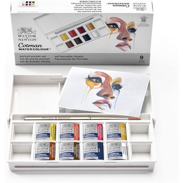 Akvarellfärg - Ficklåda - 8 halvpannor - Winsor och Newton - Porträtt