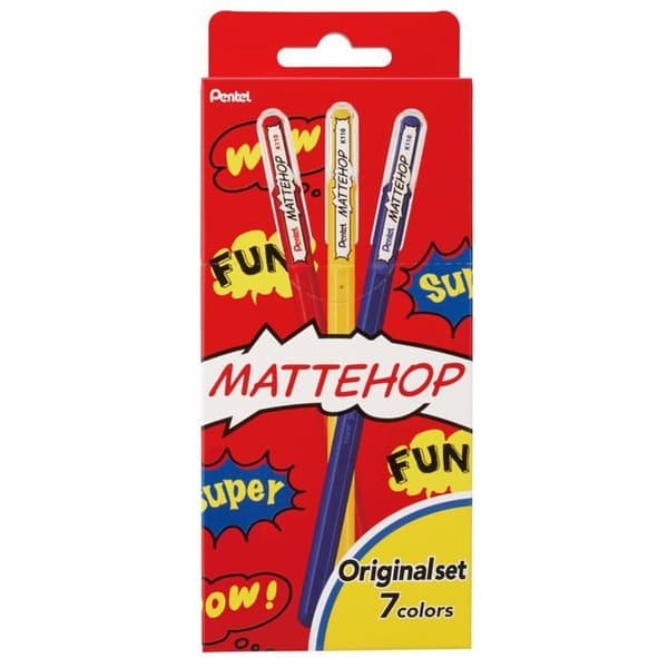 Pentel - K110-V7STA - Mattehop Set med 7 gelroller 1 mm Originalfärger
