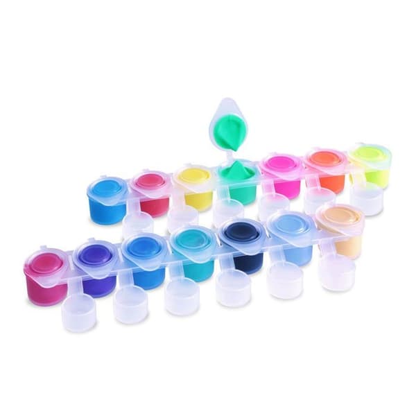 14 krukor med fluorescerande och metallisk akrylfärg 4,5 ml
