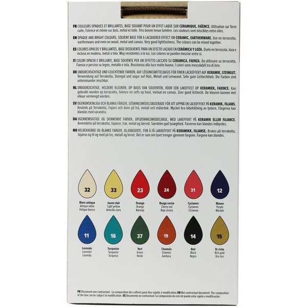 Set med 12 keramiska färger - 12 x 20 ml