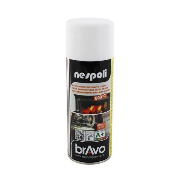 Sprayfärg - Hög temperatur - Matt vit - 400 ml - Snabbtorkande - Tål upp till 600 °C
