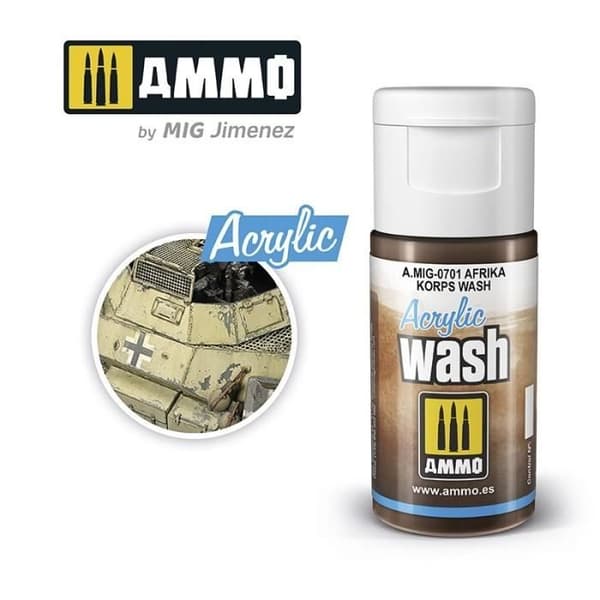 Acrylic Wash - AMMO av Mig Jimenez - Afrika Korps Wash - Emalj och Akryl - För Avancerad Modellbygge - Blandet