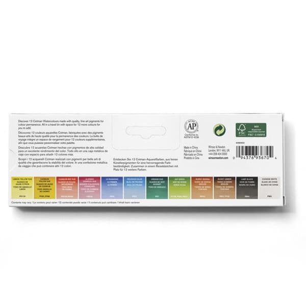 Akvarelllåda 12 halvpannor - WINSOR & NEWTON - Cotman - Blå