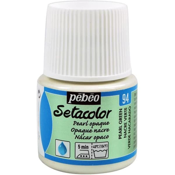 Tygfärg - PéBéo - Setacolor opak grön pärlemor - 45 ml - Intensiv färg - Tvättbeständig