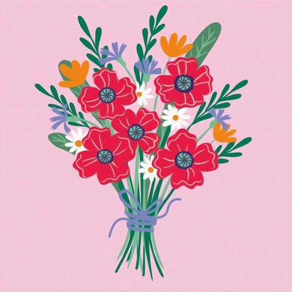 CreArt 20x20 cm Poppy bukett, Kreativ hobby, Vuxen, Måla efter nummer, 25519, Ravensburger