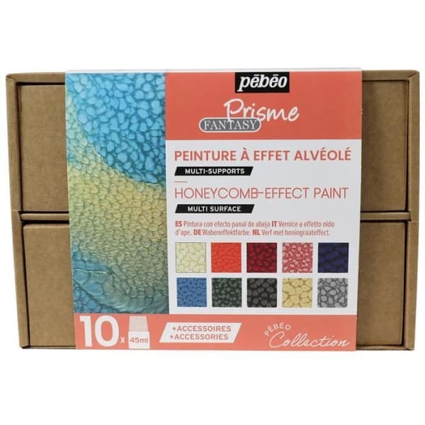 Målarlåda - PEBEO - Pébéo Collection - 10 krukor à 45 ml - Inspirationshäfte - Tillbehör ingår